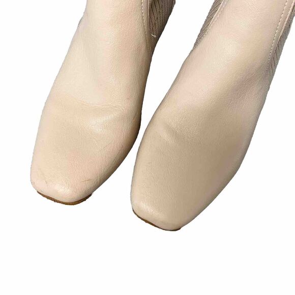 OASIS SOCIETY Geraldine Beige Sock Bootie Leather Stacked Heeled Boot Size 6 - Picture 10 of 11
